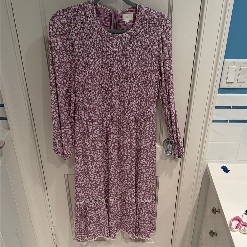 Lost + Wander Purple Floral Midi Dress
